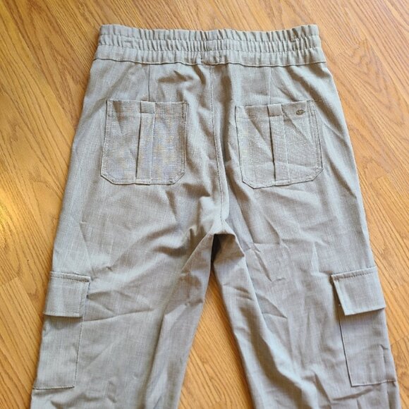 BEVY FLOG ALI PANTS CARGO POCKETS STRAIGHT LEG ELASTIC WAIST STRETCH TAN sz 28 - Picture 5 of 9